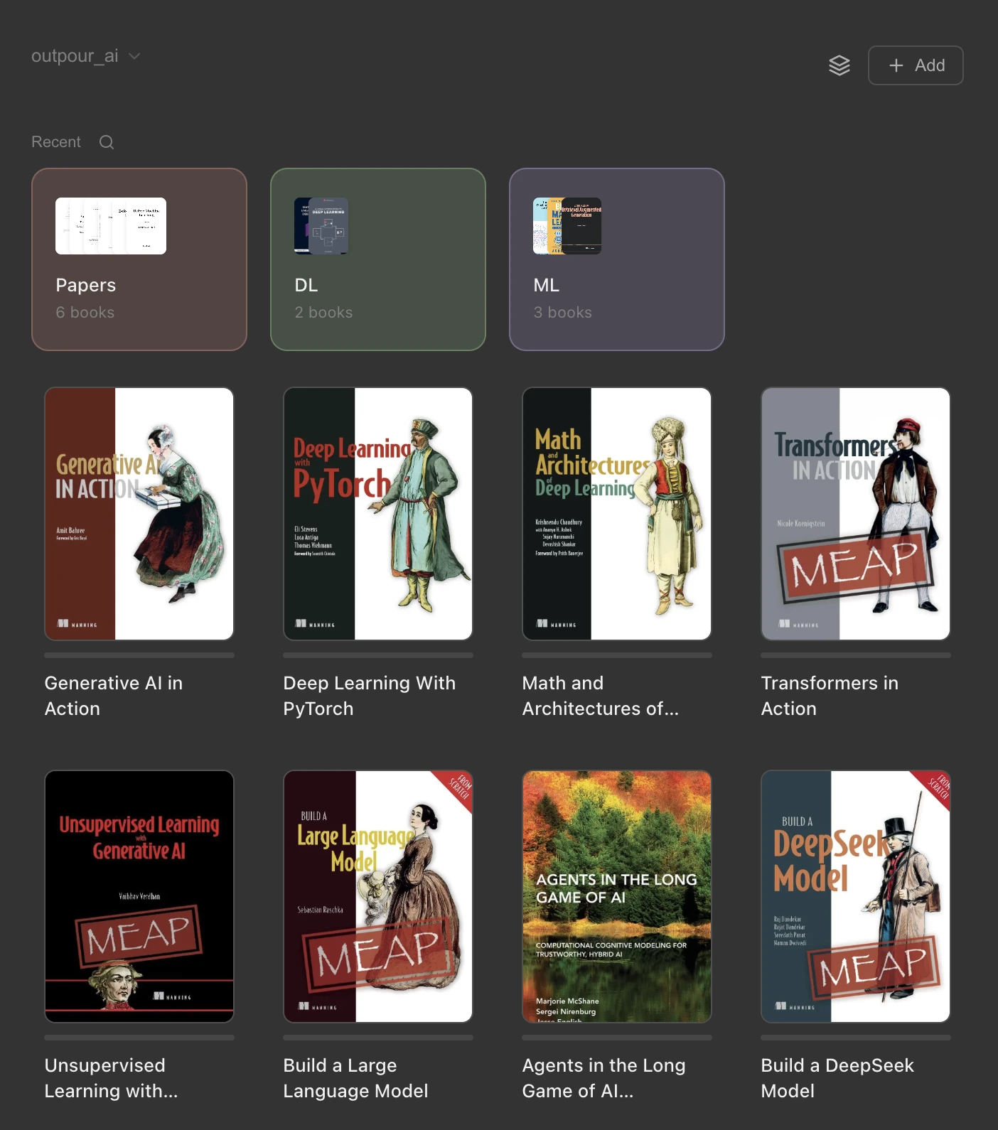 Library with topics and book covers