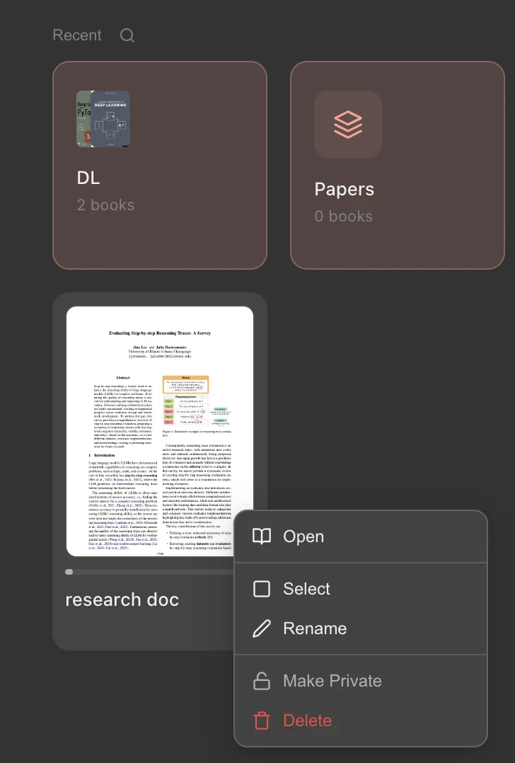 Make Private option in document context menu